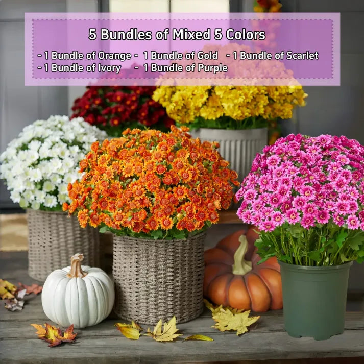 🔥Hot Sale 🎉Artificial Outdoor Sunset Mums Flowers - Waterproof, Windproof