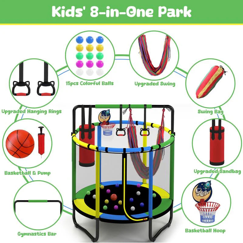 š„Hot SalešMini Round Trampoline for Kids with Basketball Hoop
