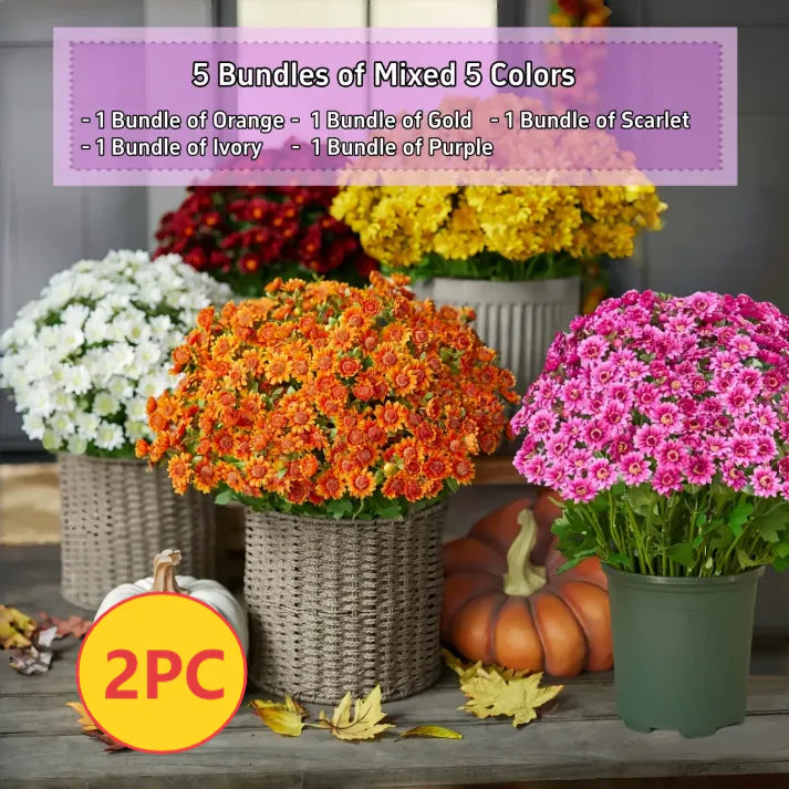 🔥Hot Sale 🎉Artificial Outdoor Sunset Mums Flowers - Waterproof, Windproof