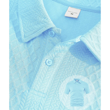 🔥Hot Sale 50% Off💥Men’s Diamond Pattern Turn-Down Collar Short Sleeve Top & Drawstring Shorts 2-Piece Set