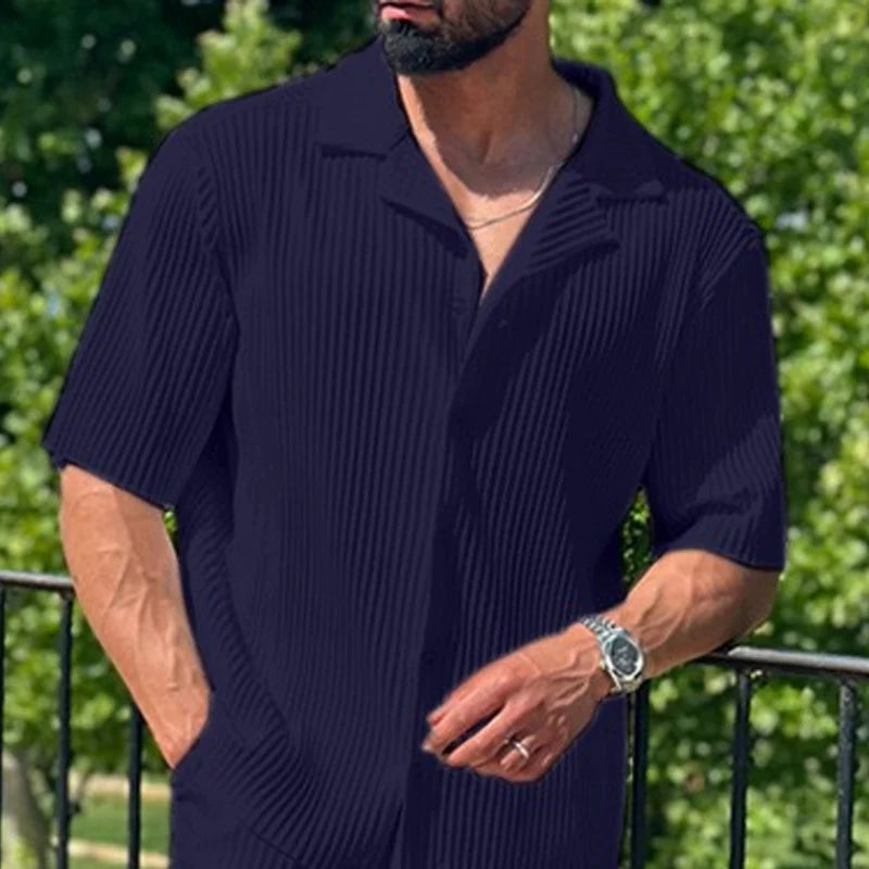 Sports Men Suit Fashion Casual Short-sleeved Trousers Two-piece Set