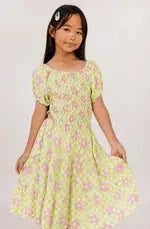 Juliet Dress in Check Floral Mint - Voyants