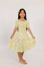 Juliet Dress in Check Floral Mint - Voyants