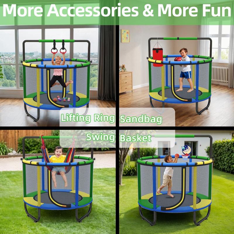 🔥Hot Sale🎁Mini Round Trampoline for Kids with Basketball Hoop