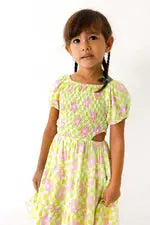 Juliet Dress in Check Floral Mint - Voyants