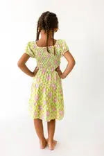 Juliet Dress in Check Floral Mint - Voyants